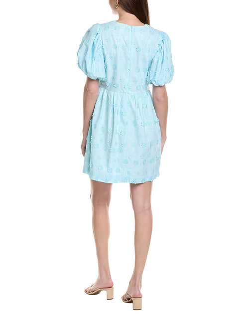 Nanette Lepore Robe Mini à Manches Courtes Bleu Pâle US 12 3