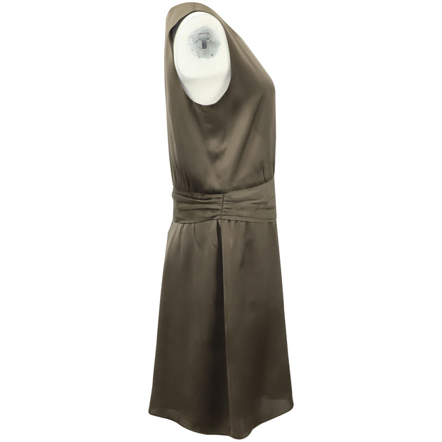 Theory Drop Waist Sheath Dress In Grey Silk