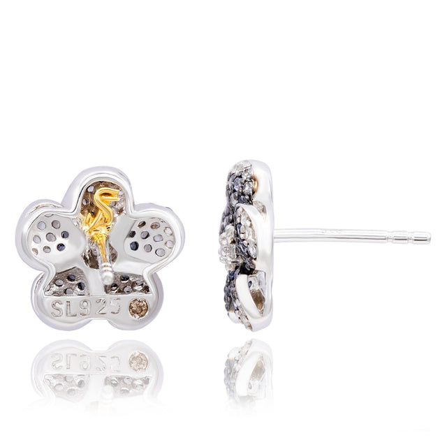 Suzy Levian Flower Earrings Blue 4