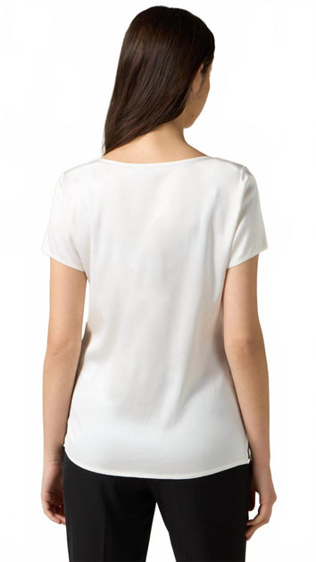 Oltre Short Sleeve Satin Blouse White Large 3