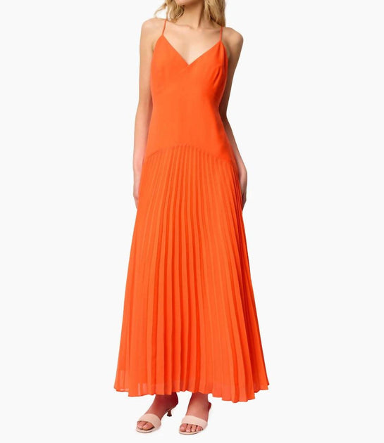 Cami NYC Jennelyn Chiffon Pleated Gown In Clementine