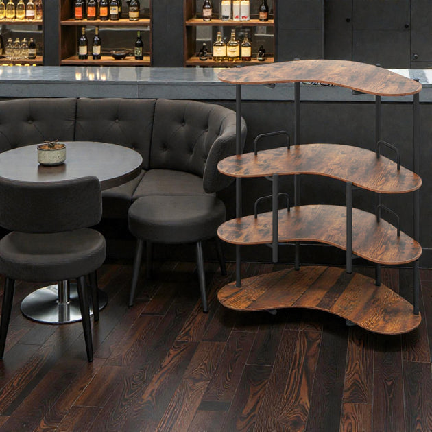 Hivvago Multi-Tier Bar Table Rustic Brown Black 3