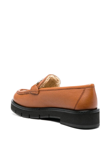 Salvatore Ferragamo Ferragamo Rolo Shearling-Lined Loafers Brown US 11 4
