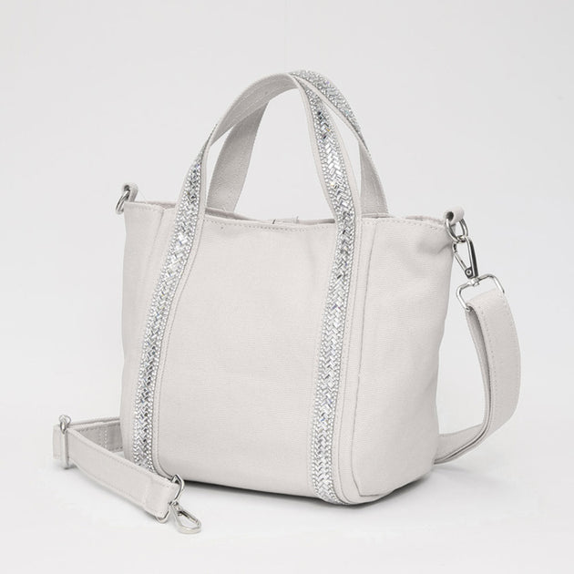 FASHNZFAB Mini Canvas Tote Bag Beige One Size 2