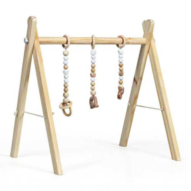 Hivvago Portable Wooden Baby Activity Gym Blue 4