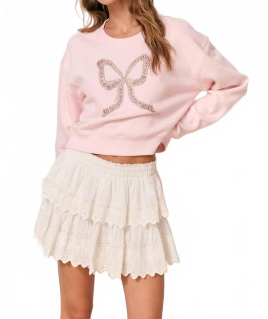 LoveShackFancy Rylan Fleece Pullover Pink Medium 3