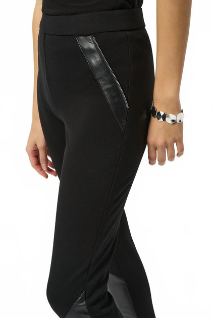 Joseph Ribkoff Color Block Leatherette Pull-On Leggings Black US 6 4