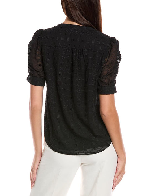 T Tahari Button Blouse Black Large 3