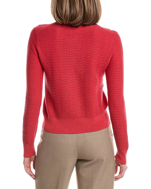 Brooks Brothers Pointelle Cropped Cardigan Rot Medium 3