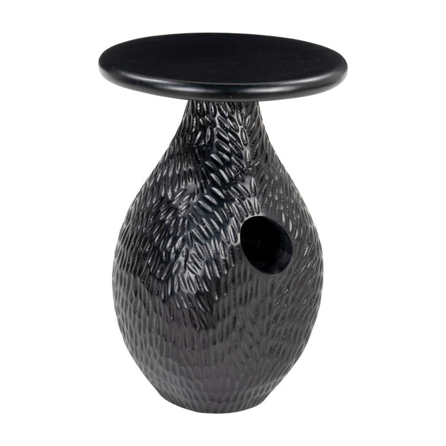Hivvago 20" Black Solid Wood Round Pedestal End Table 2