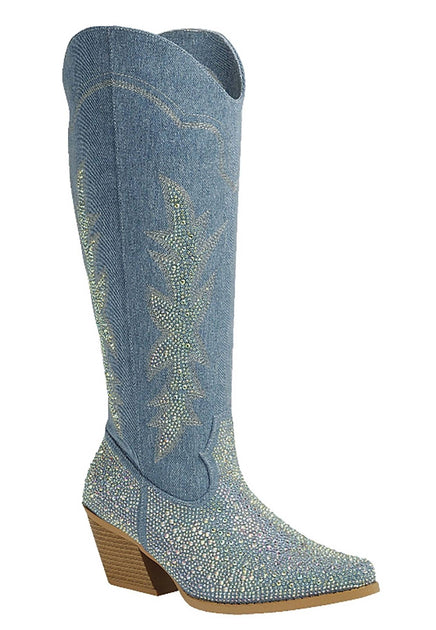 Forever Denim Dreams Cowboy Boots Blue US 7.5 2