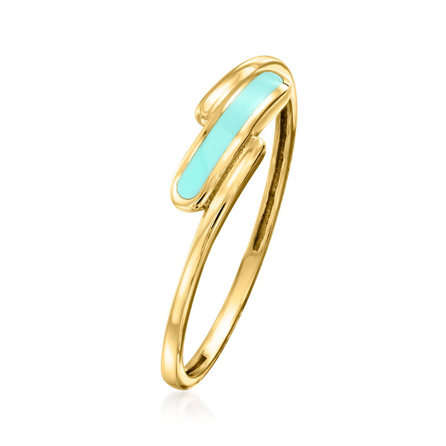 Ross-Simons Bypass Ring Yellow Gold Turquoise US 6 4