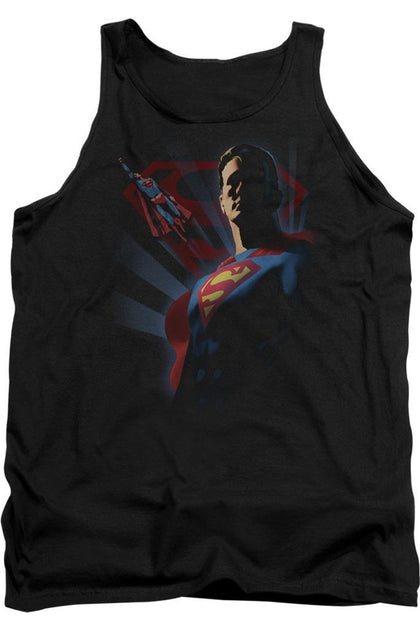Gildan Superman Super Deco Tank Top Black Large 2