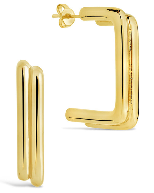 Sterling Forever Baguette Hoop Earrings Silver One Size 2