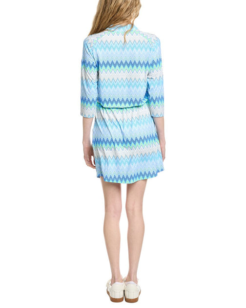 IBKUL 3/4-Sleeve Drawstring Dress Blue Small 3