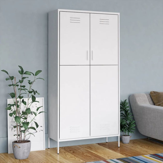 VidaXL Wardrobe White Steel 2