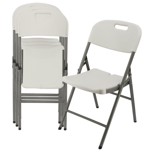 Elama Folding Chair Set White Gray 2