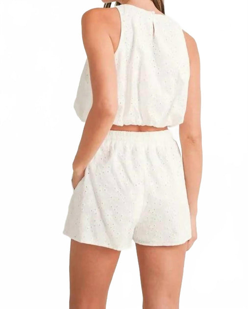 MABLE Eyelet Bubble Hem Sleeveless Top And Shorts Set 4