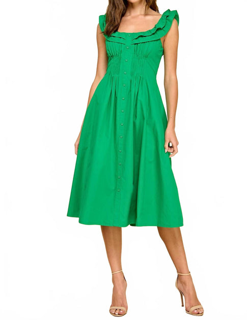 TCEC Searcy Ruffle Dress Green Medium 2