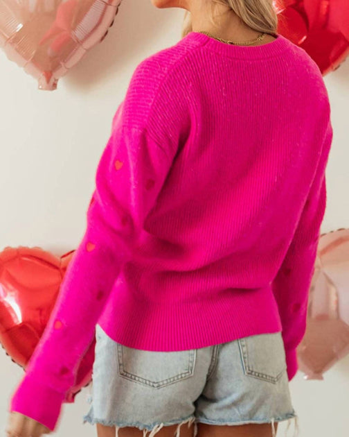 Pretty Bash Valentine Heart Crewneck Sweater Pink Medium 3