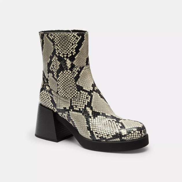 Coach Outlet Block Heel Boot Snake Print Grey US 8 2