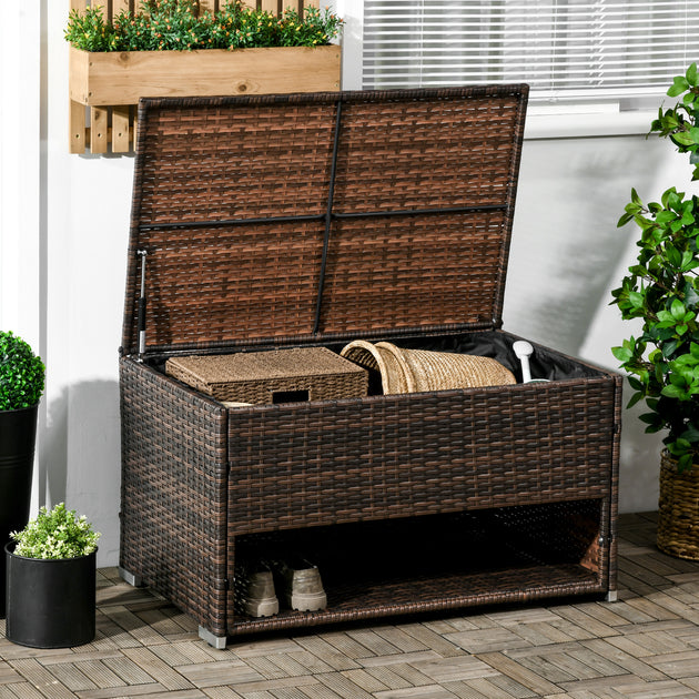 Hivvago Outdoor Rattan Storage Box Brown 4