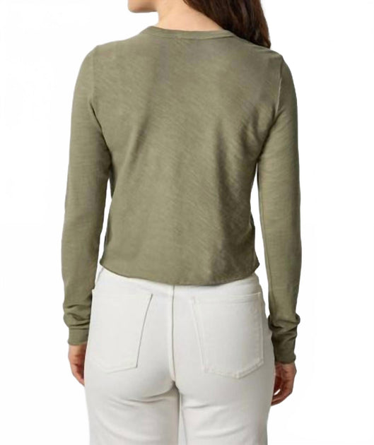 Lilla P Long Sleeve Bias Cut Crewneck Tee Green X-Small 3