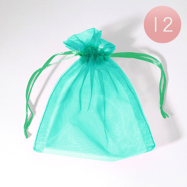 FASHNZFAB 12 Pieces Organza Gift Bags White 5.5x6.5 8