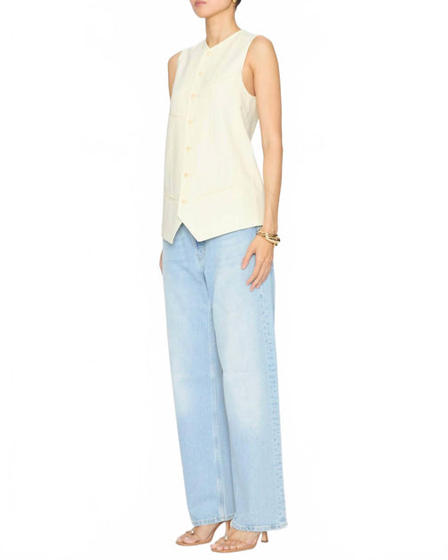 Tibi Tropical Wool Easy Vest Ivory US 0 4