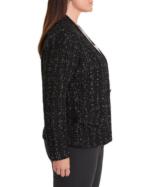 Nic + Zoe Plus Metallic Grid Knit Jacket Black XXXLarge 4