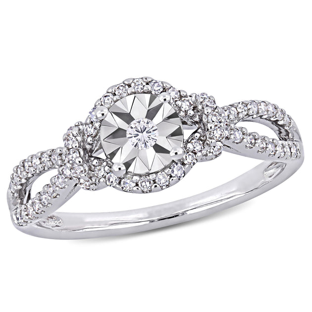 Mimi & Max Crossover Engagement Ring Sterling Silver US 6 2