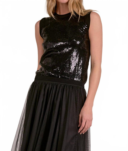 ELAN Sequin Top Black Large 2