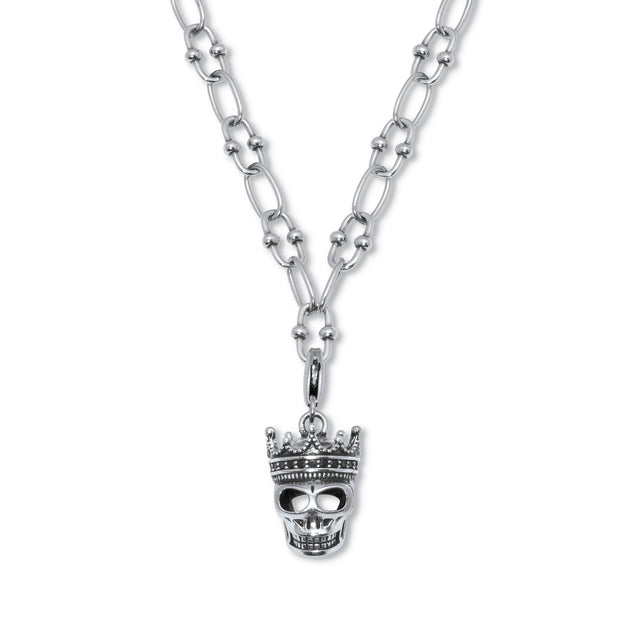 Palm Skull Pendant Necklace Black 28-inch 2
