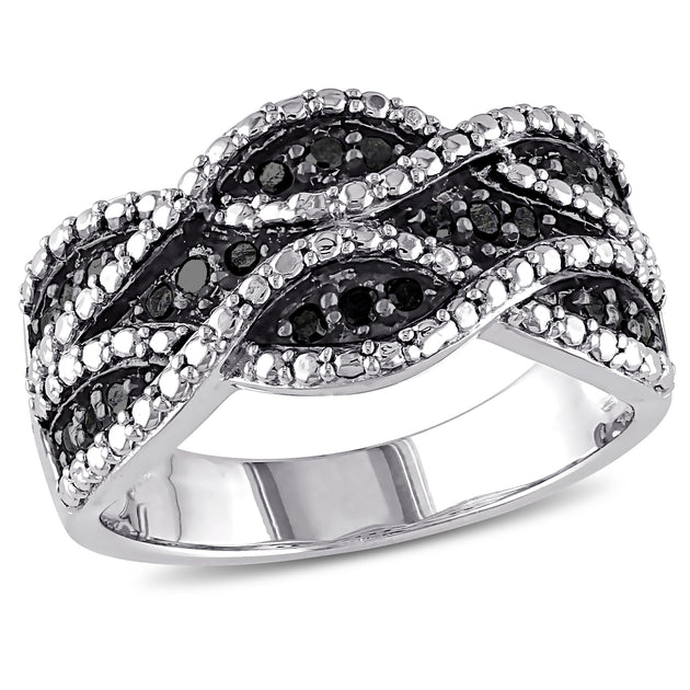 Mimi & Max Black Diamond Double Twist Ring Black US 6 2