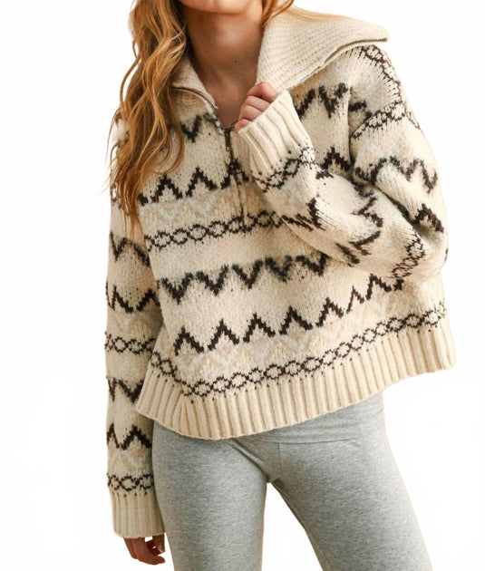 MIOU MUSE Half Zip Sweater Multi Small 2