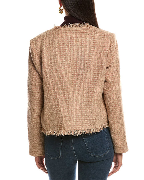 Stella + Lorenzo Tweed Cardigan Beige Small 3
