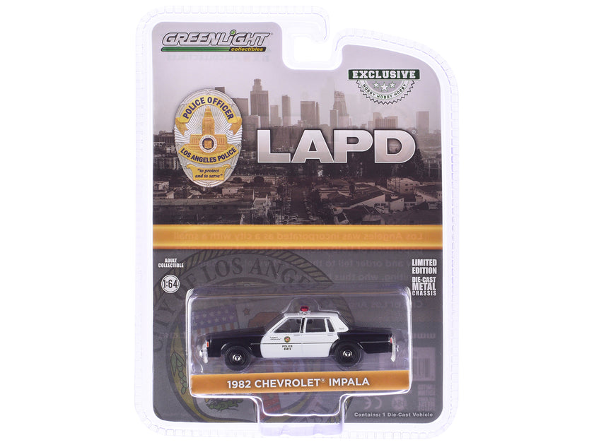 Greenlight 1982 Chevrolet Impala Police Black White 1/64 4