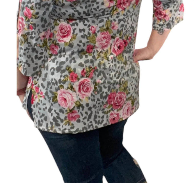 honeyme Shoulder Cutout Tunic Top Grey XLarge 3