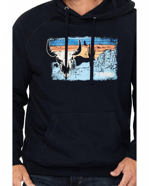 Rock & Roll Denim Long Horn Desert Hooded Sweatshirt Blue XL 4