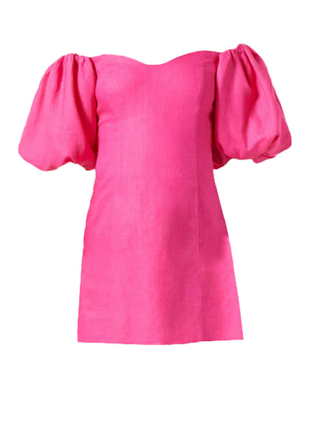 Rhode Dali Puff Sleeve Mini Dress Hot Pink US 6 2