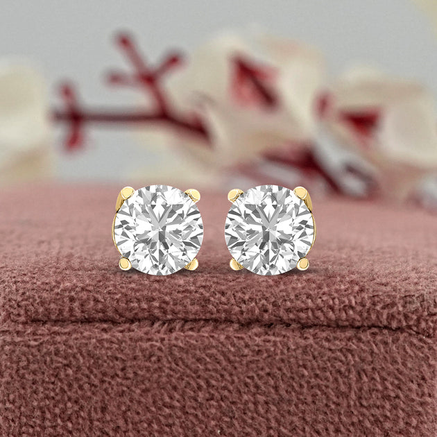 Diamond2Deal Solitaire Stud Earrings Silver 5