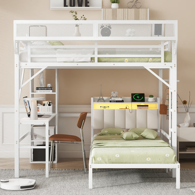 Streamdale Full/Twin Metal Bunk Bed White 3