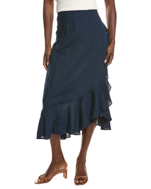 J.McLaughlin Zia Linen Skirt Blue XLarge 2