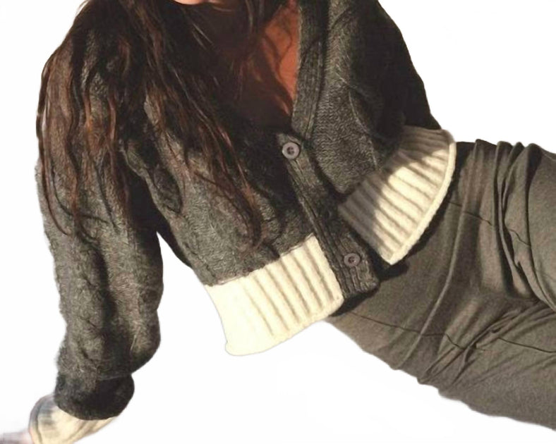 ELAN Carrie Cardigan Sweater Grey Small 4