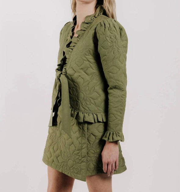 LOVE THE LABEL Melanie Mini-jupe Matelassée Vert Small 4