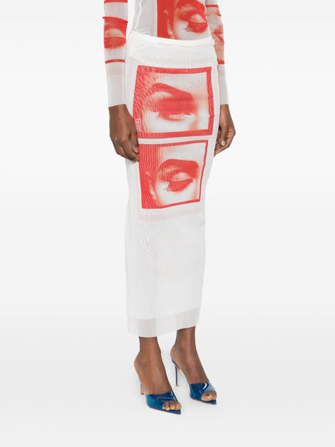 Jean Paul Gaultier Midi Sheer Skirt White Medium 4