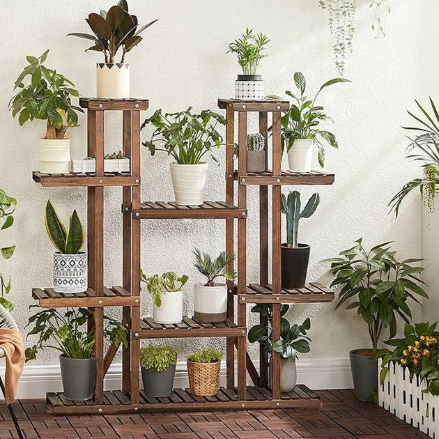 Hivvago 11-Tier Plant Stand Brown 3