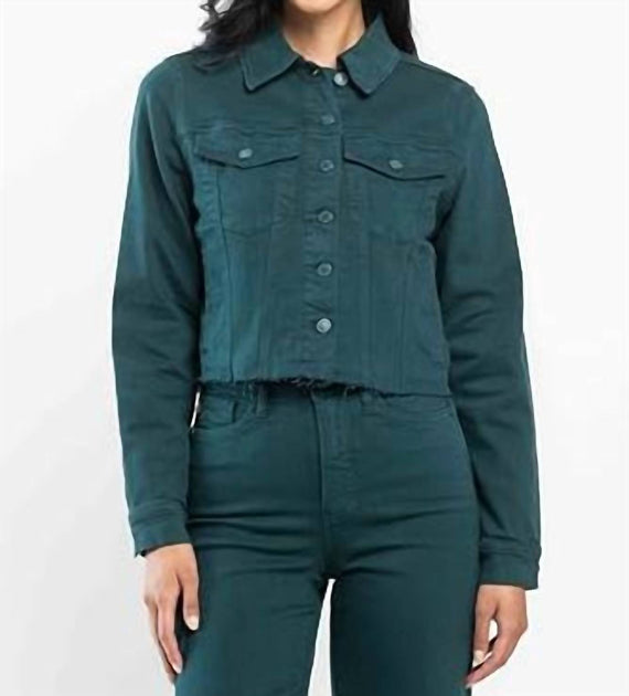 Judy Blue Grinding Denim Jacket Green Small 2