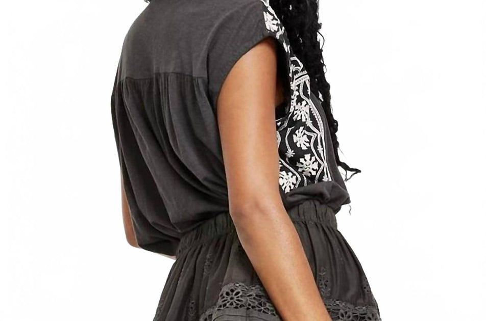 Lucky Brand Embroidery Peasant Blouse Black Small 3