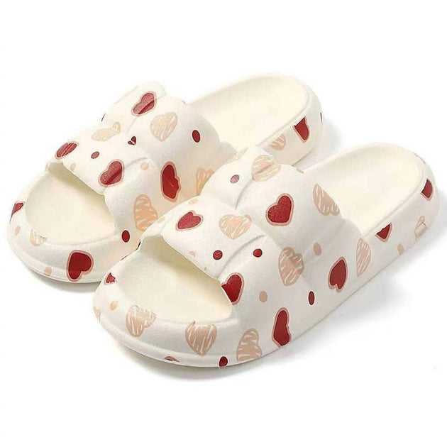 Judson & Co. Heart Print Pillow Cushion Slides White US 9 2